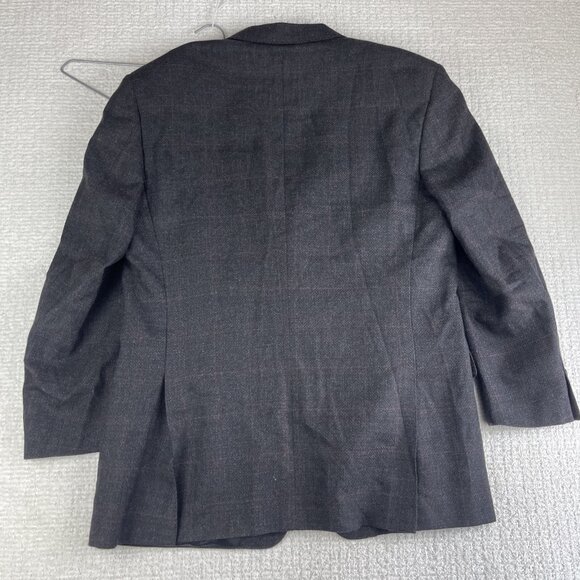 Canali Blazer Mens 52R Black / Red Plaid Check Wool Harry Rosen Italy Made - Picture 16 of 16
